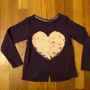 H&M Sequin heart shirt 💜💜EUC